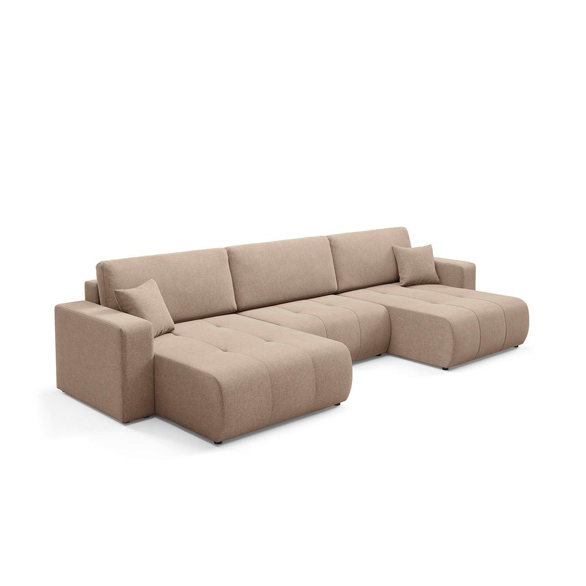 PANORAMASOFA Giulia 5 Sitzplätze Beige - Beige, Holz (344/82/149cm) - Petits-meubles