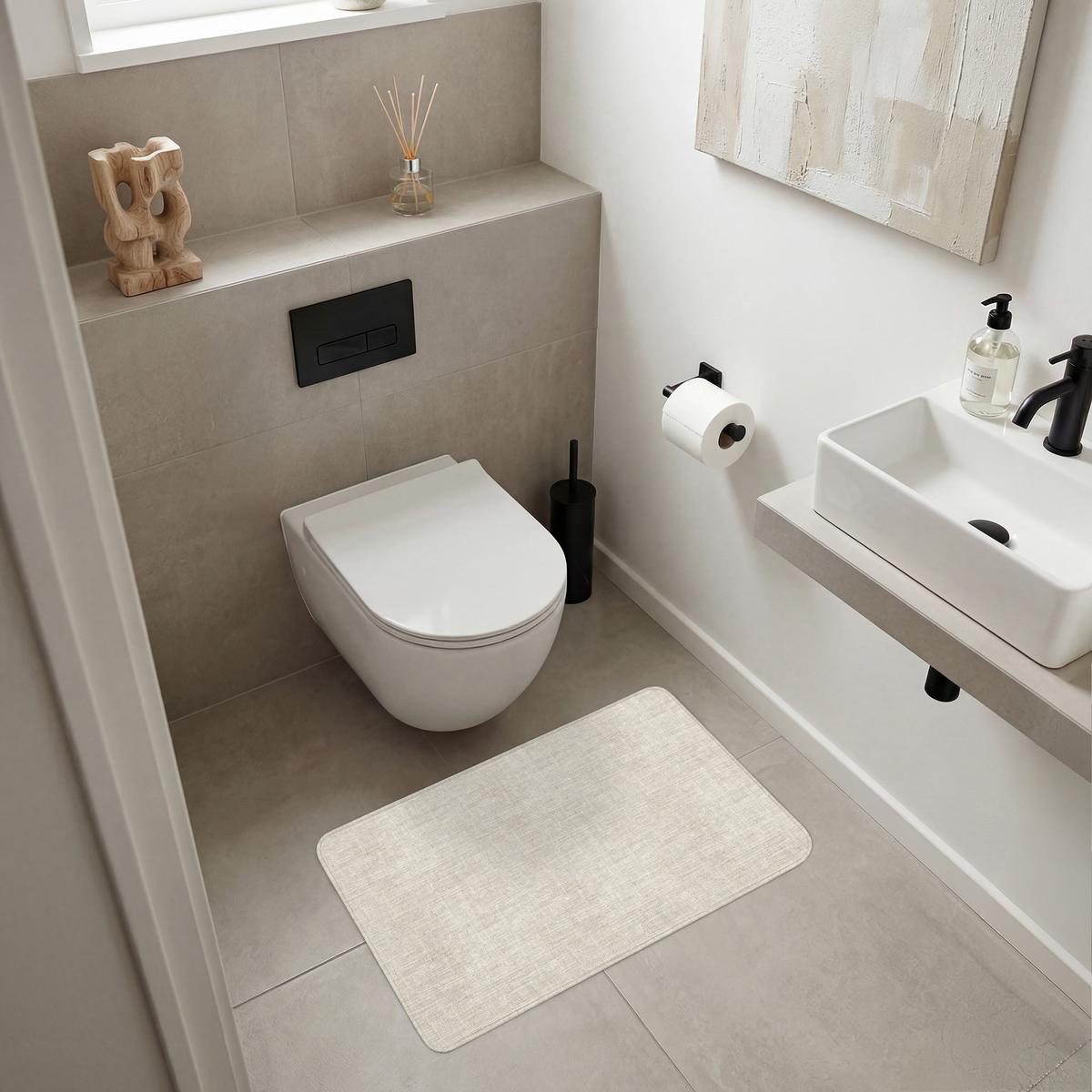 BADEMATTE Leinen - Textur - Beige 80x50 cm - Beige, Textil (80/50cm) - OnlyWow