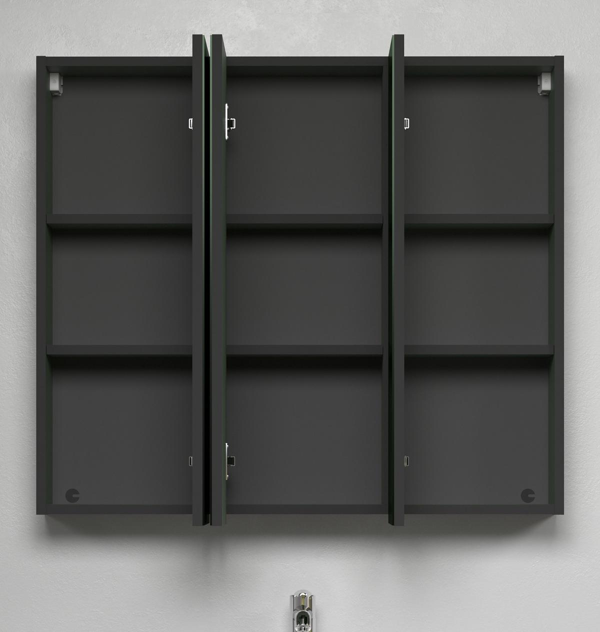 SPIEGELSCHRANK grün 90 cm, Badschrank 3-türig - Klar/Grün, Glas/Holzwerkstoff (90/80/20cm) - Top.Furn