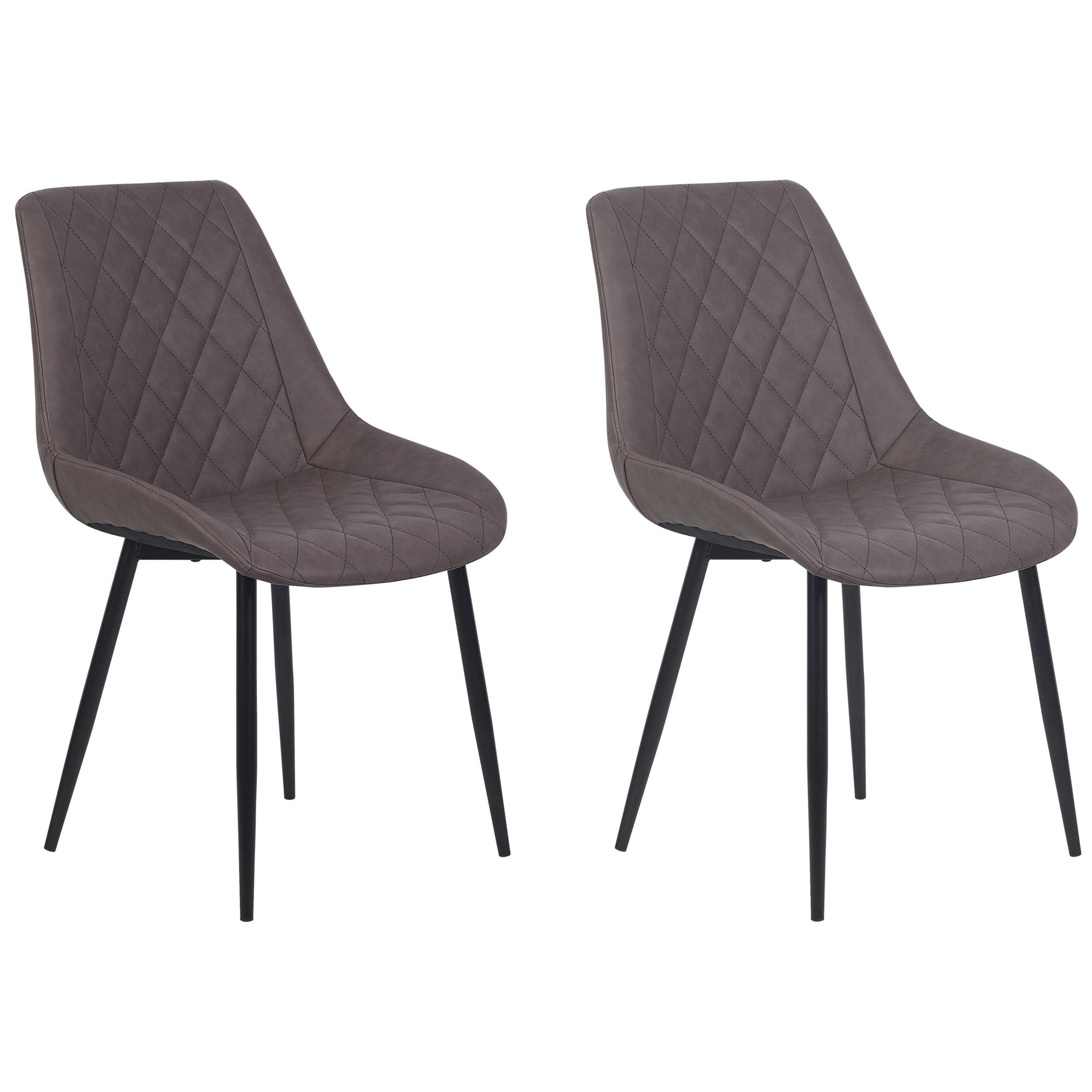 ESSZIMMERSTUHL 2er-Set Kunstleder Dunkelbraun Maribel - Braun, Textil/Metall (51/82/59cm) - Beliani