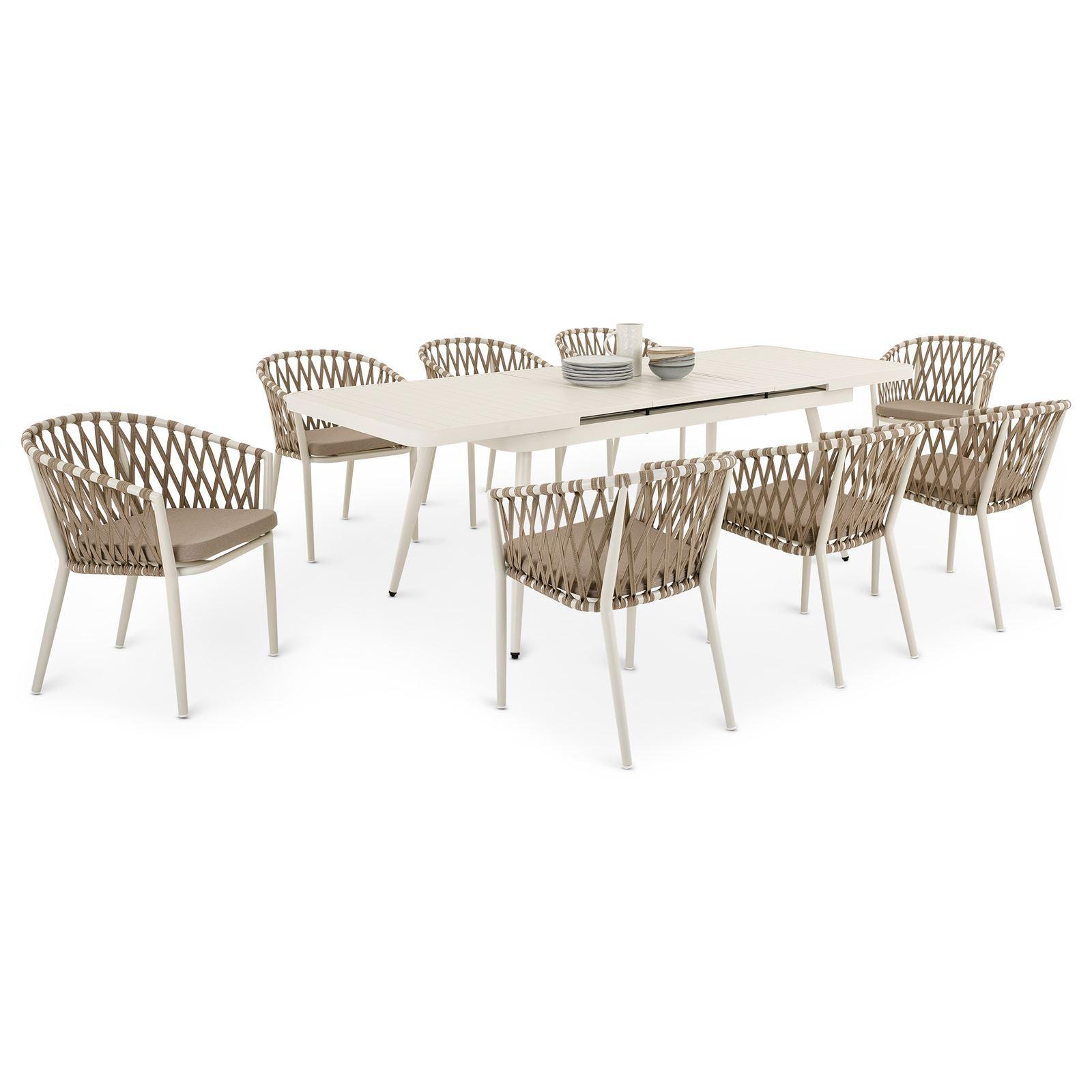 GARTENMÖBEL SET SUNNY 9er Set beige, weiß - Beige, Metall - IDIMEX