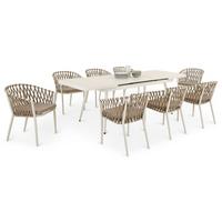 GARTENMÖBEL SET SUNNY 9er Set beige, weiß - Beige, Metall - IDIMEX