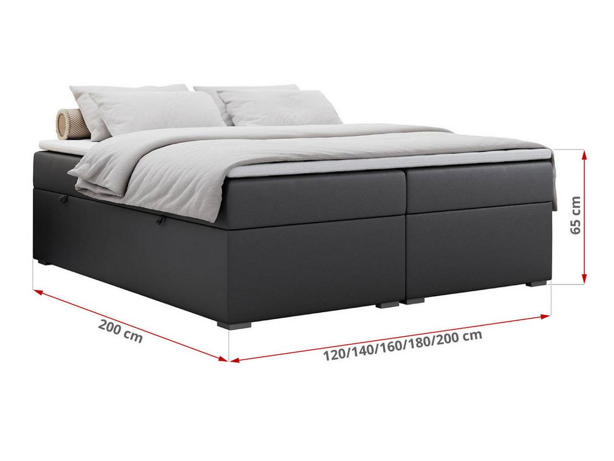 BOXBETT BESS 180/200 Dunkelgrau Kunstleder - H3 - Dunkelgrau, Holz/Textil (180/200cm) - MKS
