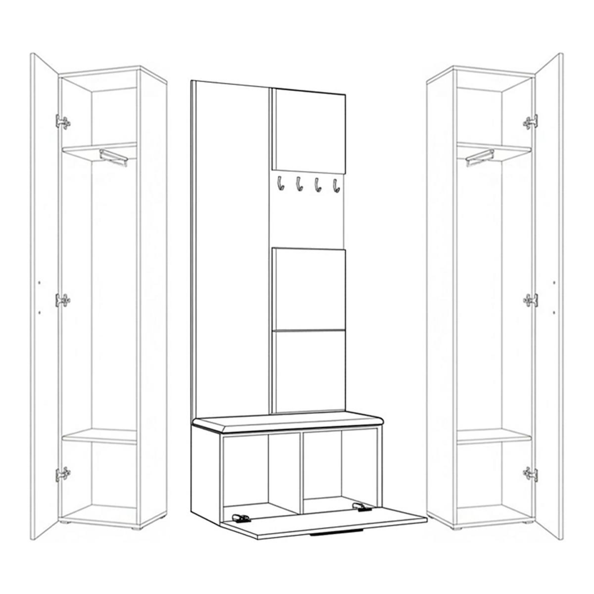 GARDEROBENSCHRANK MODULO 160,6/204/40 cm Modern Garderobe-Set Eiche Artisan - Eiche Artisan/Grau, Holzwerkstoff (160.6/204/40cm) - MASSENO