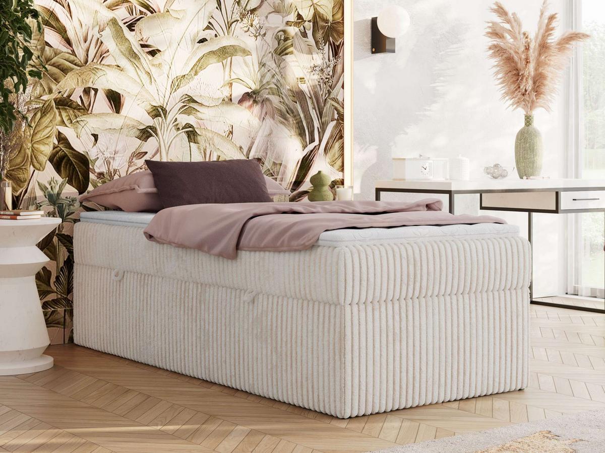BOXBETT ZERO 90/200 - Beige Cord - H3 - Topper Visco - Beige, Textil (90/200cm) - MKS