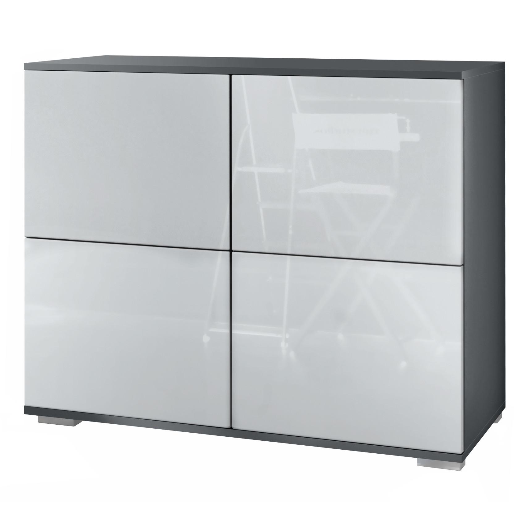 KOMMODE Rova Weiß Hochglanz - Weiß Hochglanz, Holzwerkstoff (92.5/75.5/35cm) - Vladon
