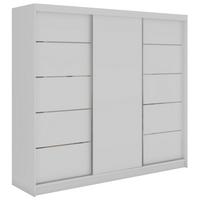 SCHWEBETÜRENSCHRANK 240 - MACEDONIA - Weiß - Alufarben/Weiß, Holzwerkstoff/Metall (240/216/61cm) - MKS
