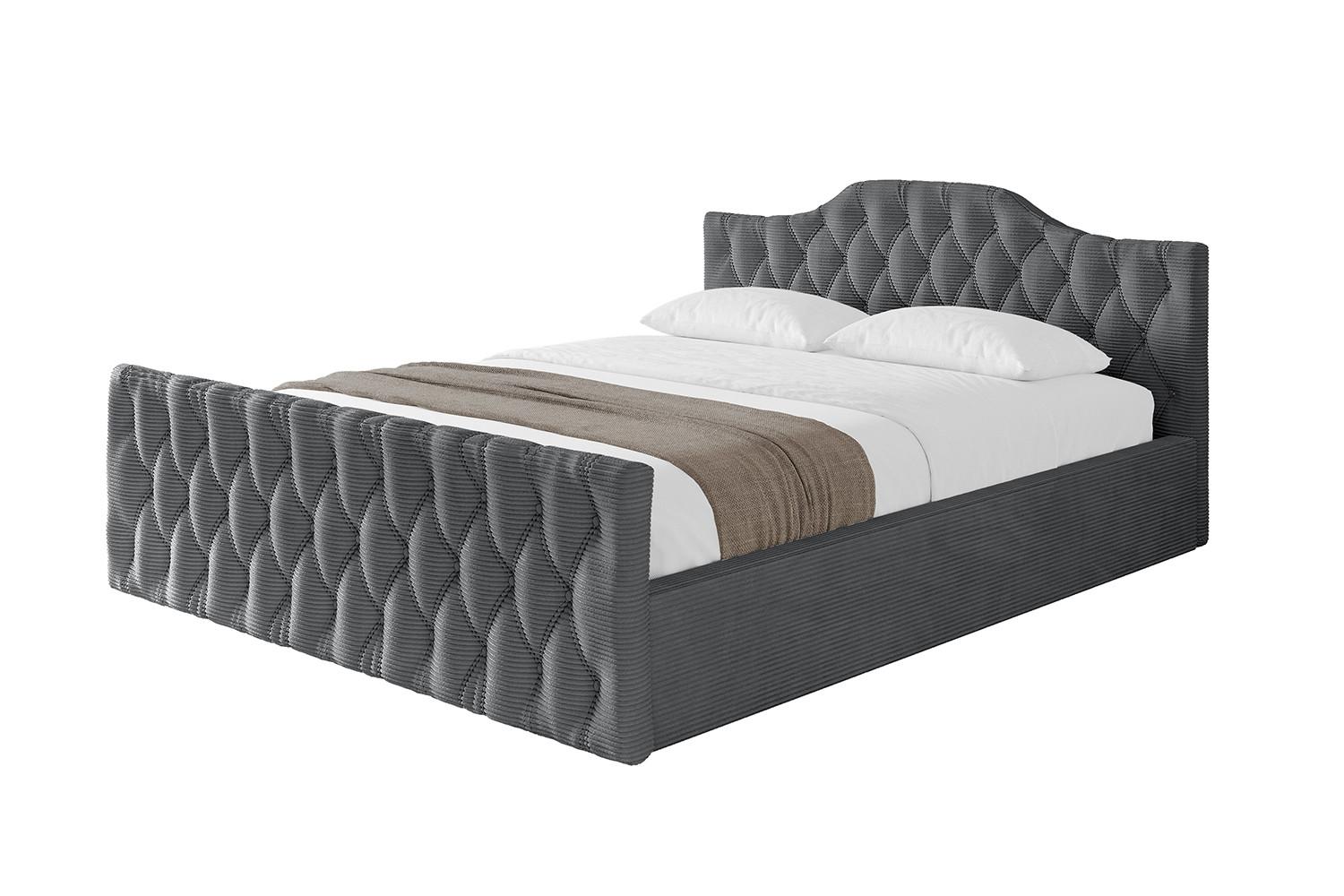 POLSTERBETT mit Bettkasten, Fußteil und Lattenrost, Boxbett ohne Matratze - FALIO-Z-V1 120x200 Dunkelgrau - Anthrazit, Holzwerkstoff/Textil (120/200cm) - ALTDECOR