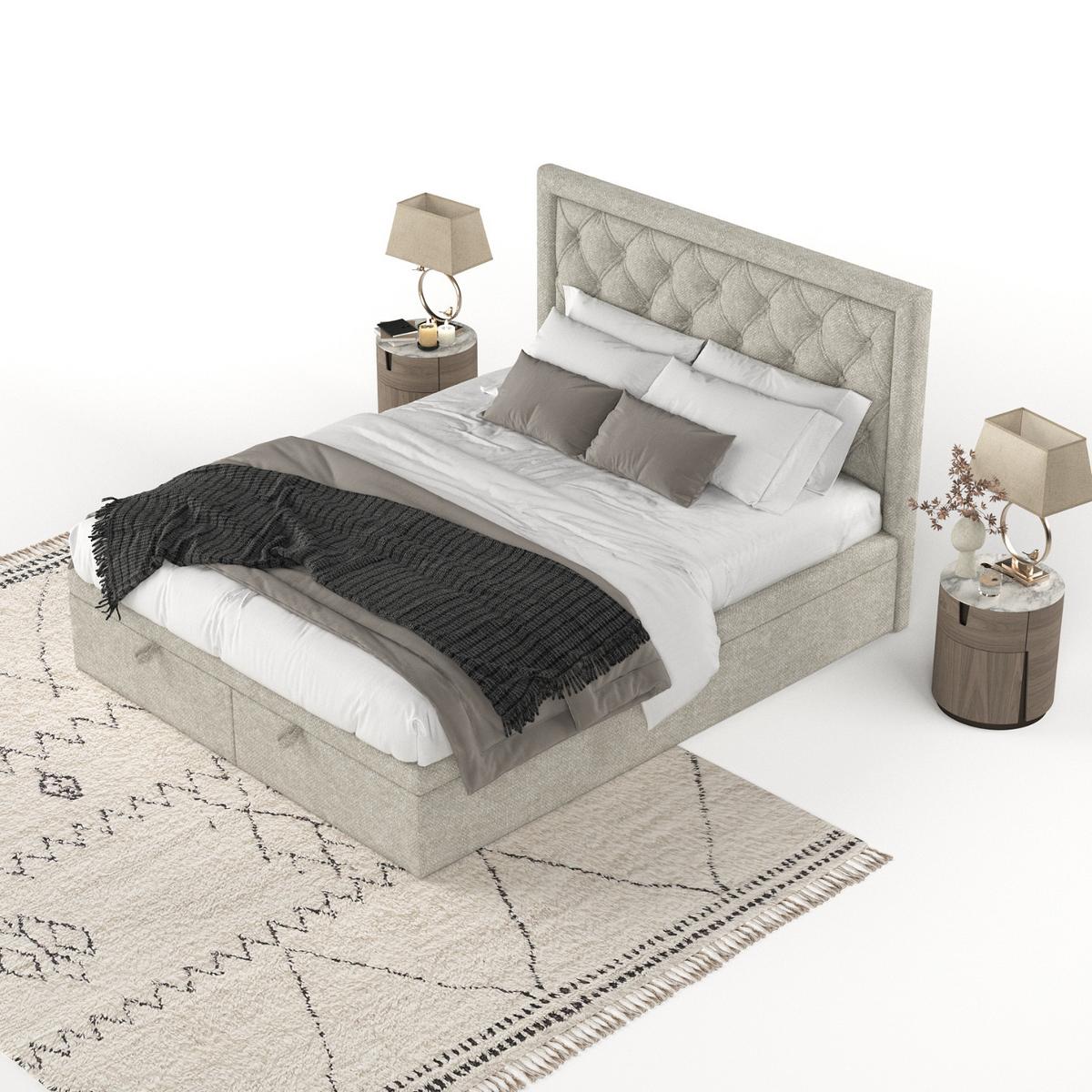 POLSTERBETT Nicobar mit Stauraum 160/200 cm Beige im Alta Stoff - Beige/Schwarz, Holz/Holzwerkstoff (160/200cm) - AltaBeds