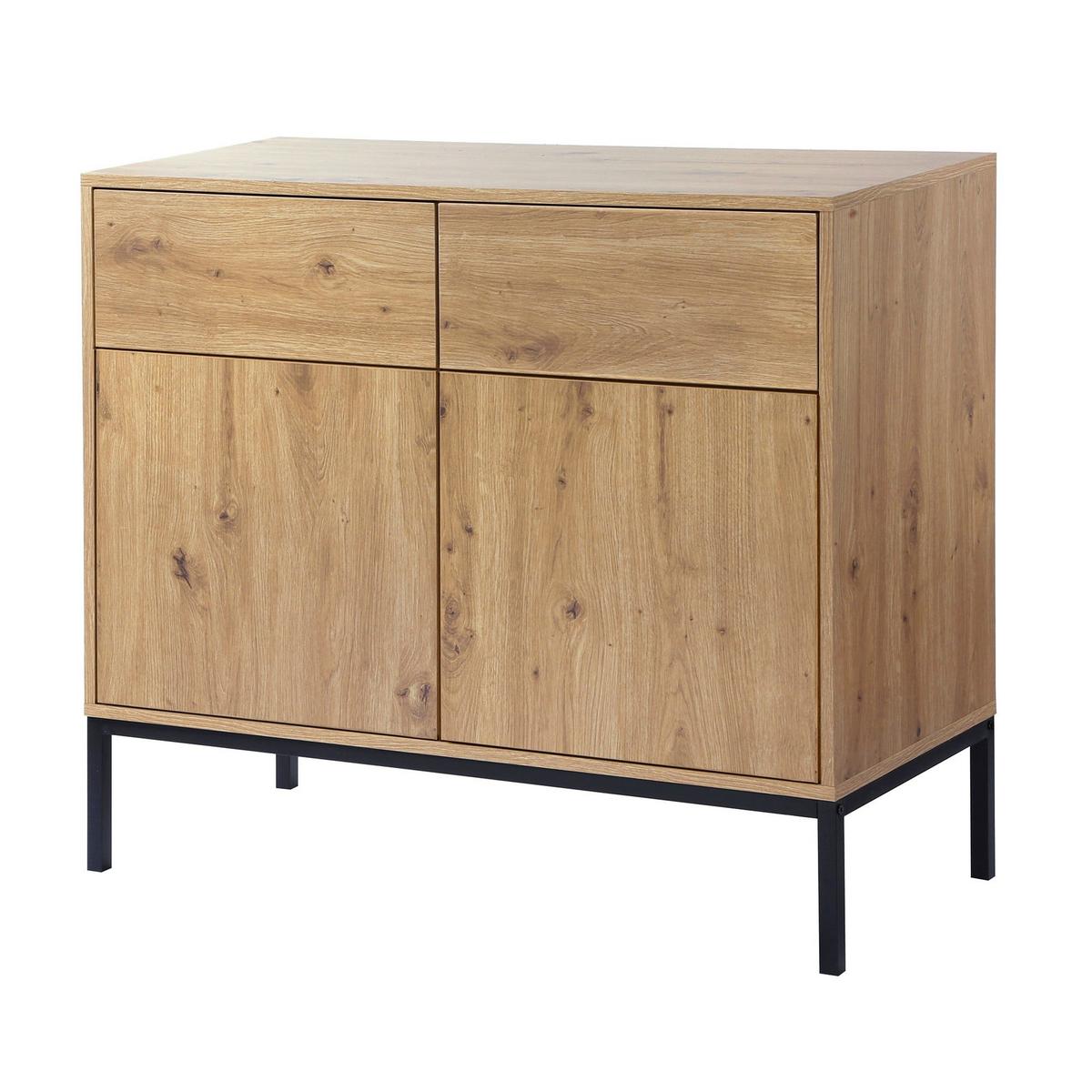 KOMMODE 2 Türen2 SchubladenEichendekor 40/80/90 cm - Eichefarben, Holzwerkstoff (40/80/90cm) - Calicosy