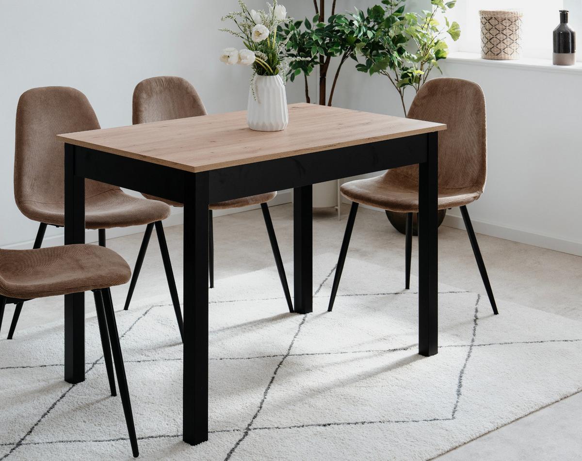 ESSTISCH Eiche Artisan, schwarz 110 x 67 cm, Küchentisch in modernem Design - Schwarz/Eiche Artisan, Holzwerkstoff/Kunststoff (67/110/76cm) - Furn.Design