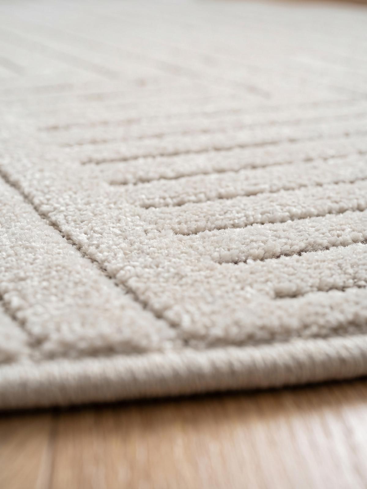 TEPPICH Outdoor ENGADIN in Creme, im Skandi-Stil mit 3D-Design, aus Polypropylen, Ø 200 cm - Beige, Textil (200/200cm) - KADIMA DESIGN