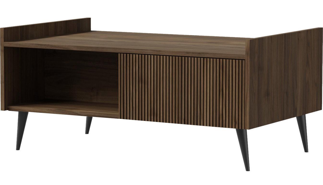 COUCHTISCH Arysa Nussbaum Braun Holzoptik 100/45/60 cm - Walnussfarben/Schwarz, Holzwerkstoff/Metall (60/100/45cm) - WFL GROUP
