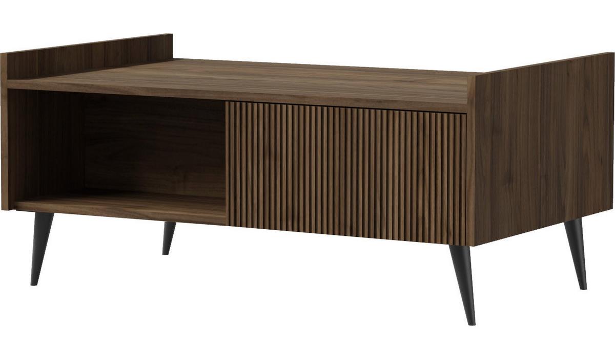COUCHTISCH Arysa Nussbaum Braun Holzoptik 100/45/60 cm - Walnussfarben/Schwarz, Holzwerkstoff/Metall (60/100/45cm) - WFL GROUP