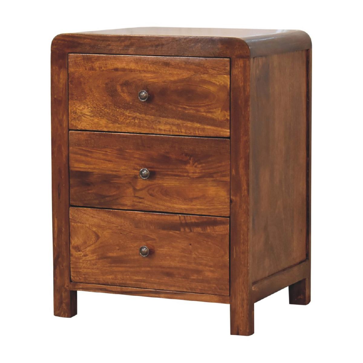 NACHTTISCH ASPEN mit 3 Schubladen, Braun - Messingfarben/Braun, Holz/Metall (45/60/35cm) - Artisan Furniture