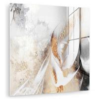 ACRYLGLASBILD Luxus - Abstrakt - Gold - Weiß 50x50 cm - Goldfarben, Glas (50/50cm) - MuchoWow