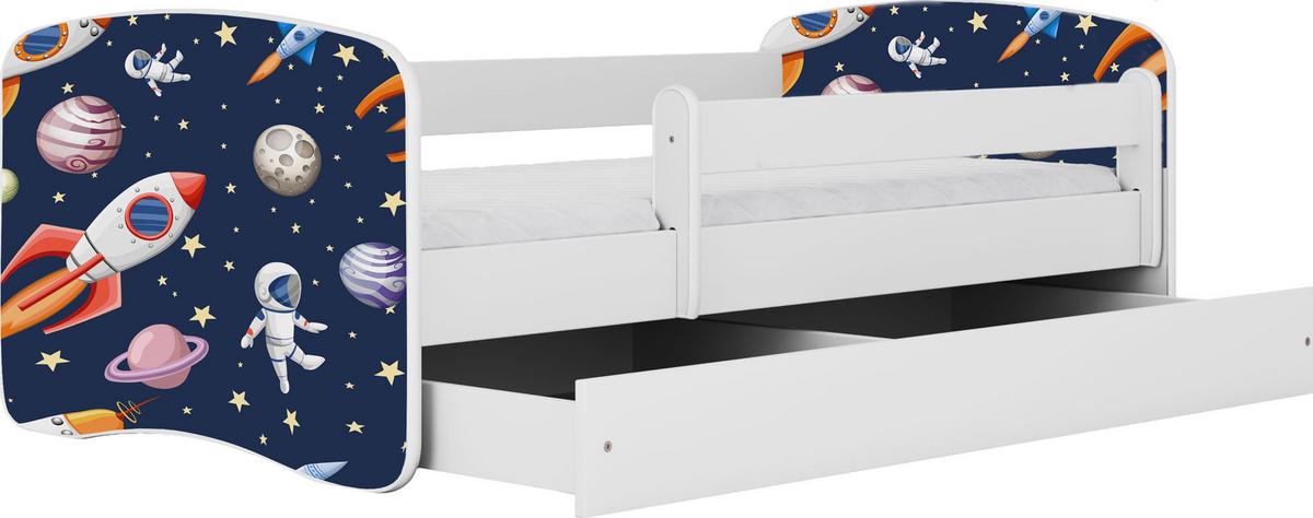 KINDERBETT Emily mit Schublade und Matratze, Weiß 80x160 cm - Dunkelblau, Holzwerkstoff (160/80cm) - WFL GROUP
