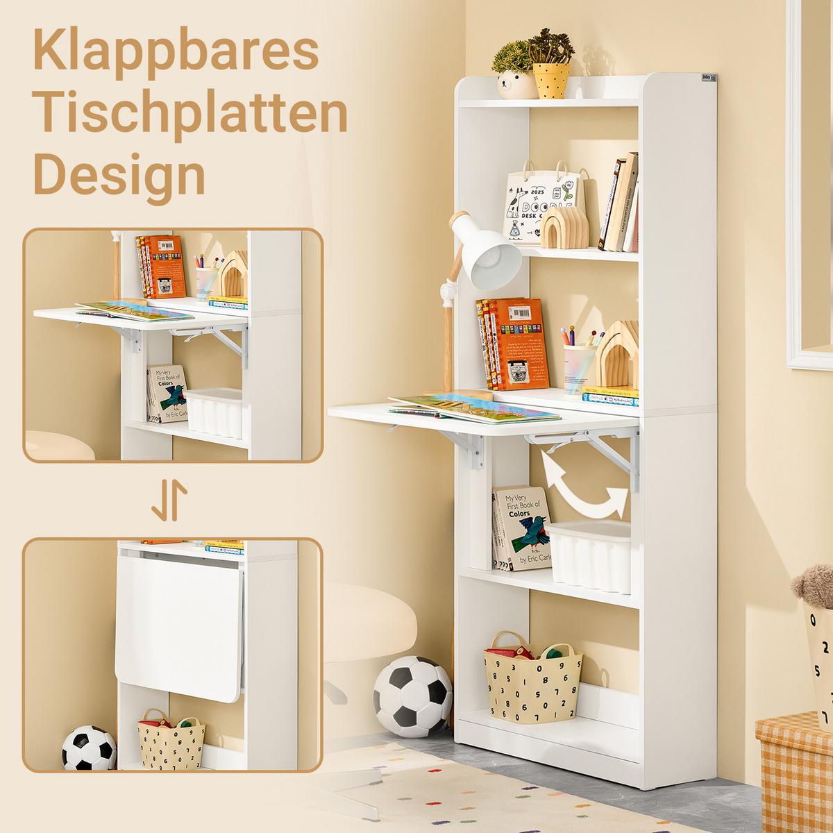 SCHREIBTISCH Klappbar, Weiß 64x145x58cm - Weiß, Holzwerkstoff (58/64/145cm) - SoBuy