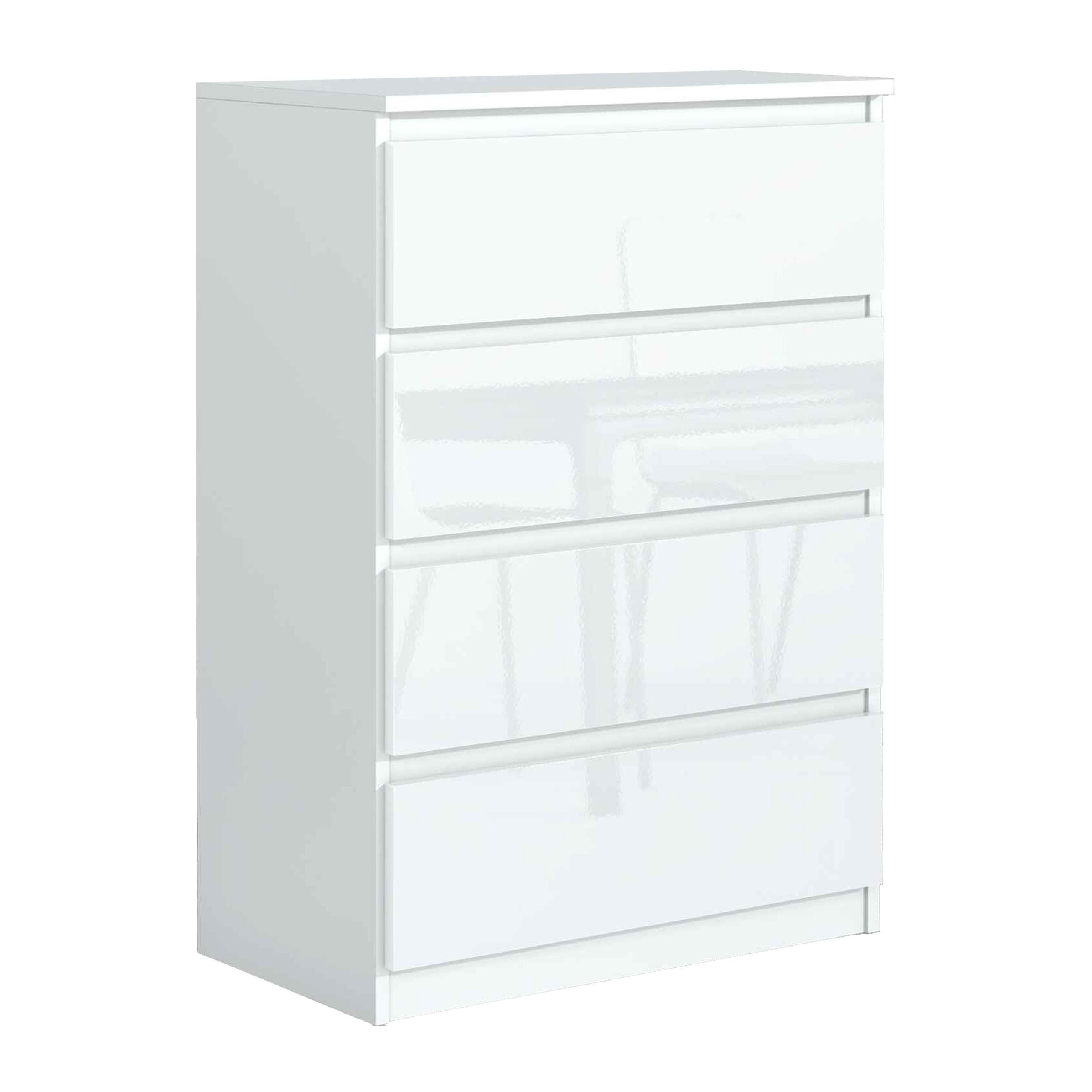 KOMMODE NUDO 70/102/39cm mit 4 Schubladen Türen Weiß - Weiß Hochglanz/Weiß, Holzwerkstoff (70/102/39cm) - MASSENO