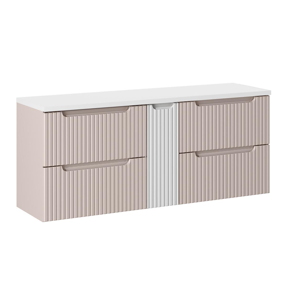 WASCHTISCHUNTERSCHRANK 140.4cm Riva Kaschmir - Beige/Weiß, Holzwerkstoff (140.4/59/40cm) - Petits-meubles