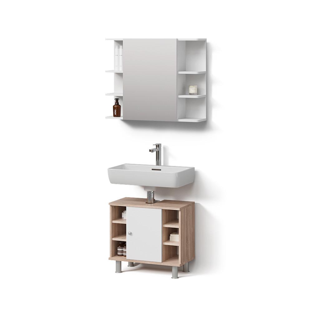 BADMÖBEL-SET Fucino Sonoma 2 Teile - Sonoma Eiche, Holzwerkstoff (60/54/32cm) - Livinity®
