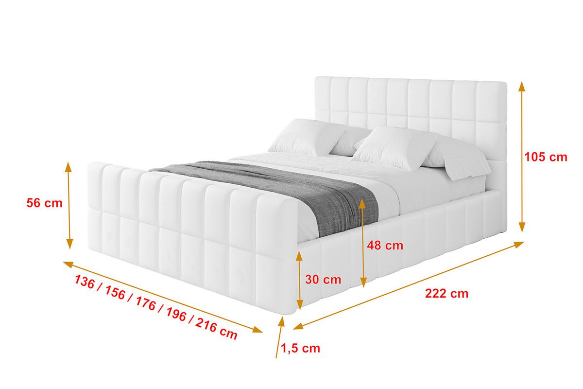 POLSTERBETT mit Bettkasten, Fußteil und Lattenrost, Boxbett ohne Matratze - AMEA-Z 180x200 Weiß Kunstleder - Weiß Hochglanz, Holzwerkstoff/Textil (180/200cm) - ALTDECOR