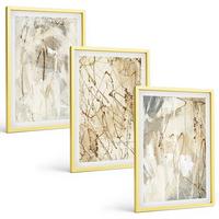 BILDER SET 3er Set - 40x60 cm Goldrahmen - Abstrakte Muster in Beige und Grau - Goldfarben, Kunststoff (40/60cm) - TULUP