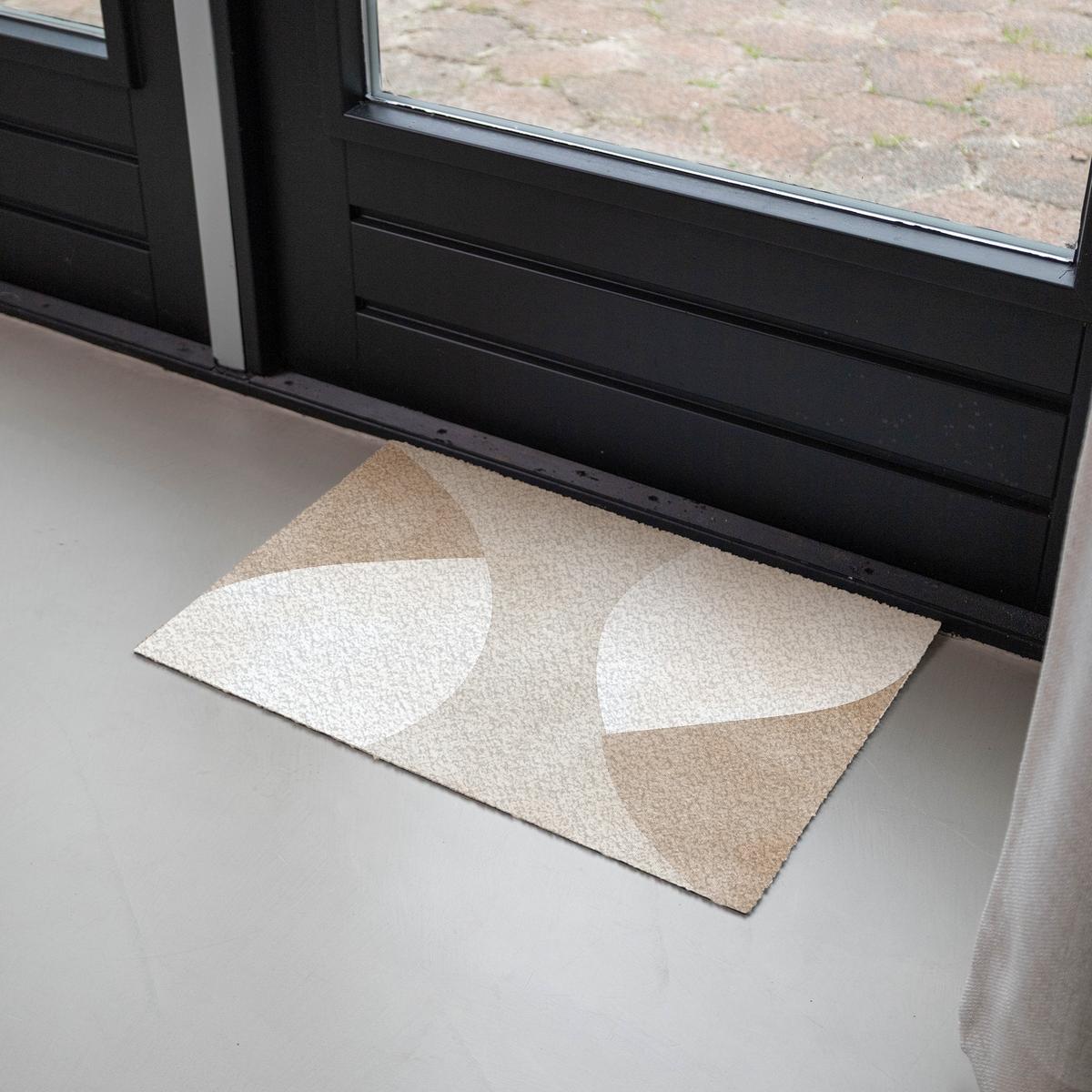 FUSSMATTE Braun - Japandi - Abstrakt Schmutzfangmatte 60x40 cm - Beige, Kunststoff (60/0.4cm) - MuchoWow