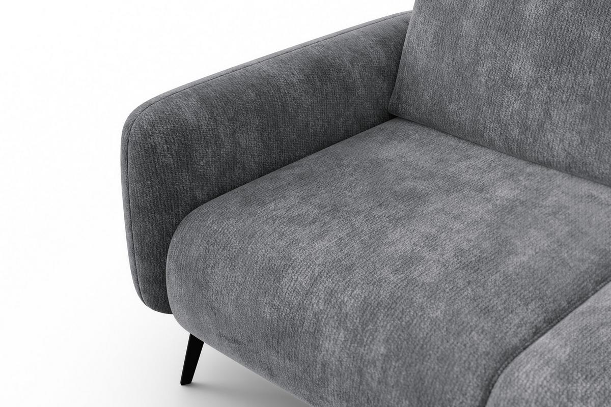 SOFA FEBE 2-Sitzer, grauer Chenille-Stoff - Schwarz/Grau, Holz/Textil (160/82/96cm) - Wozimo