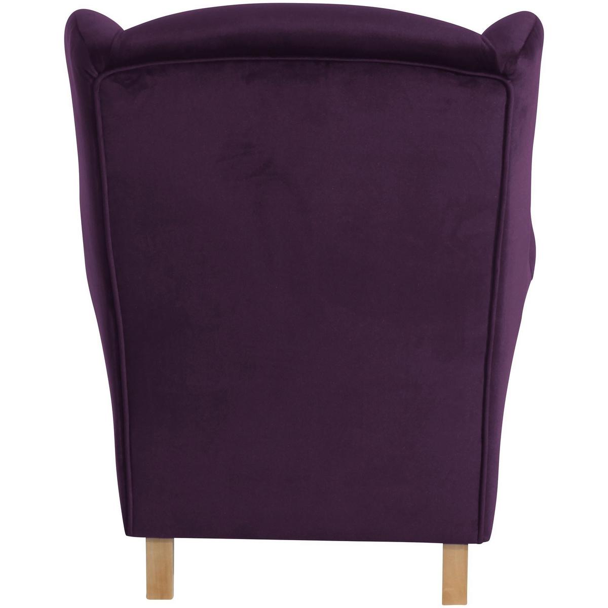 OHRENSESSEL Karlen Bezug Samtvelours Buche natur / purple - Violett/Buchefarben, Kunststoff (86/103/77cm) - 58aufmkessel