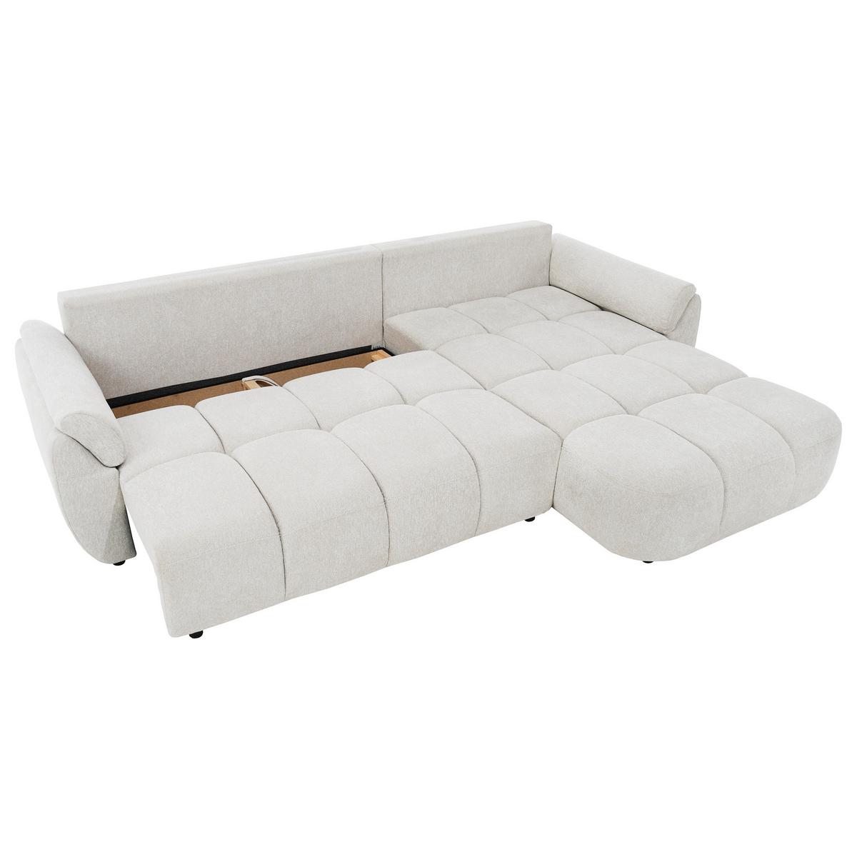 ECKSOFA Massimo, universelle Eckschlafsofa 280 cm mit Schlaffunktion und Bettkasten, Creme - Creme, Textil (283/204cm) - Beautysofa