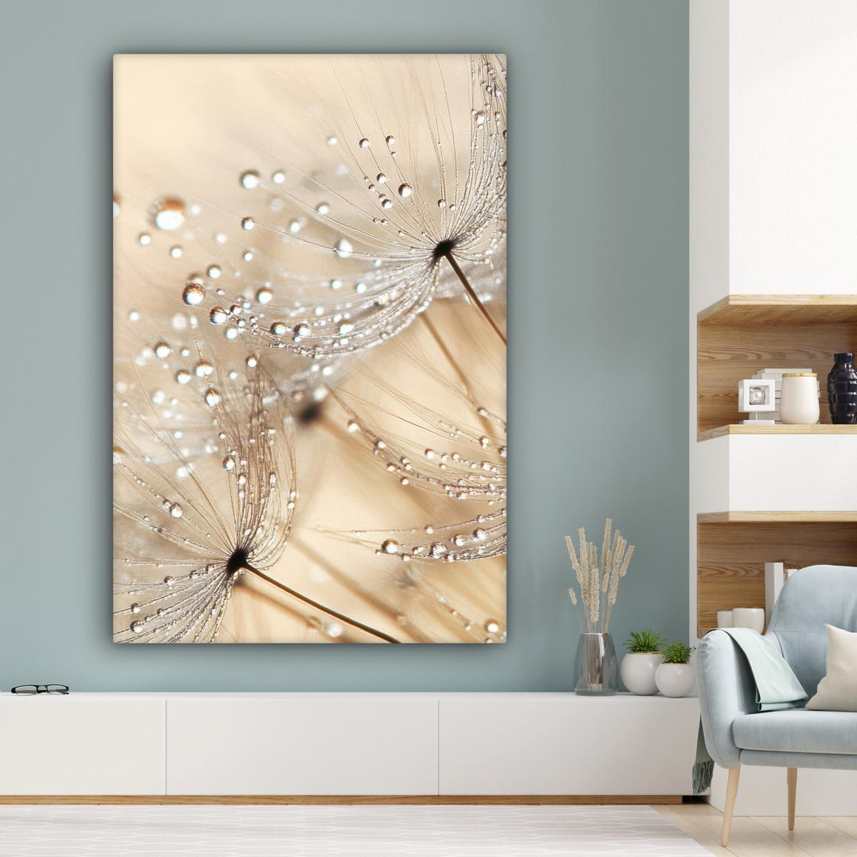 LEINWANDBILD Löwenzahn - Abstrakt - Natur - Beige Deko Groß 90x140 cm - Braun, Textil (90/140cm) - MuchoWow