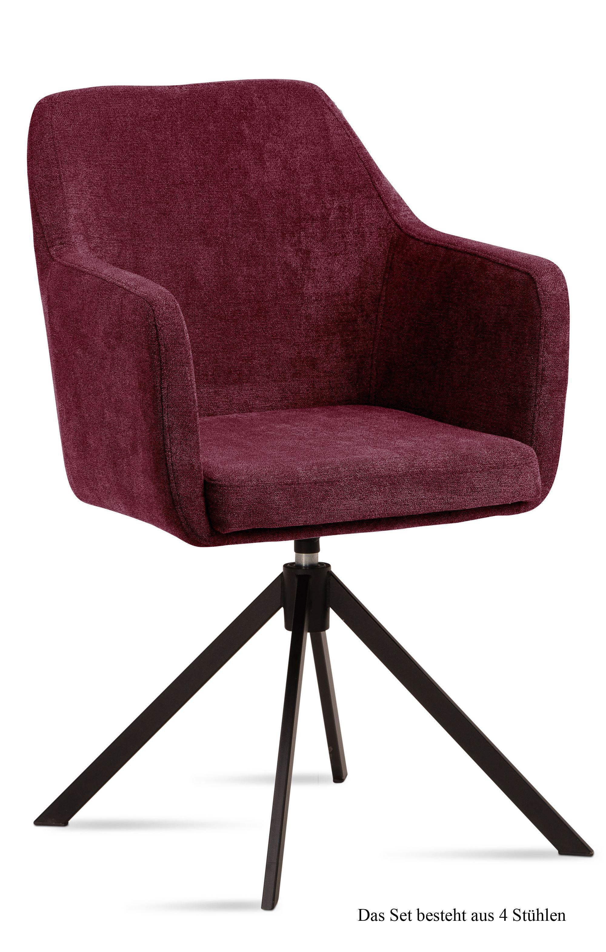 ARMLEHNSTUHL drehbar (4er-Set) Denice 57x87x60 Schwarz/Marsala - Brombeere/Schwarz, Kunststoff (60/87/57cm) - 58aufmkessel