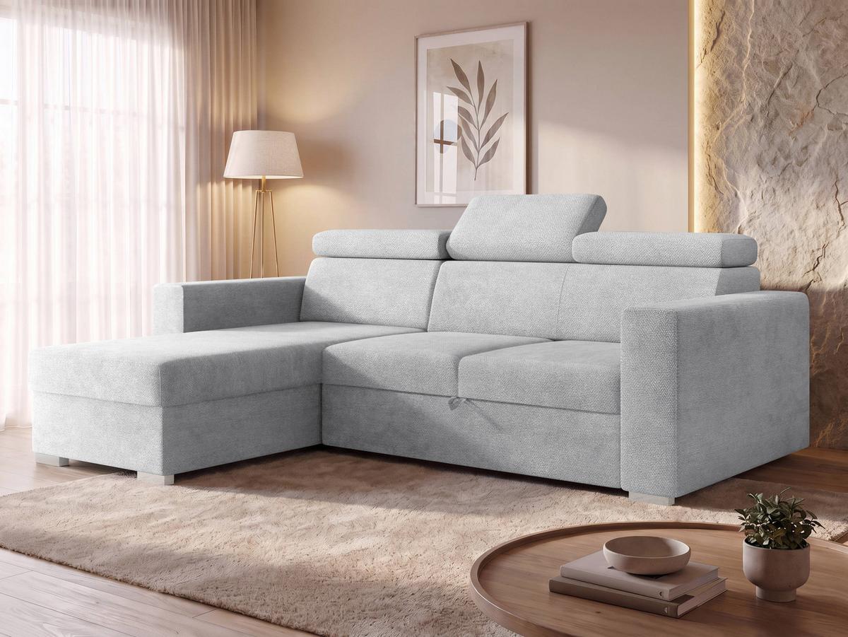 ECKSCHLAFSOFA Pedro 2rLC - Silberfarben/Hellgrau, Holz/Kunststoff (235/170cm) - MIRJAN24