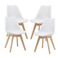 ESSZIMMERSTUHL-SET 4 TLG. Fläten - Weiß, Leder (49/81/57cm) - [en.casa]