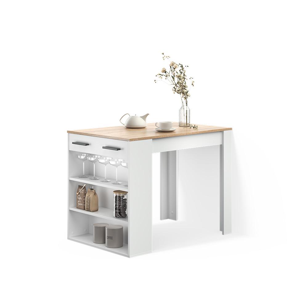 ESSTISCH Regusa Sonoma/Weiß 67 x 100 cm - Weiß/Sonoma Eiche, Holzwerkstoff (100/67/77.5cm) - Livinity®