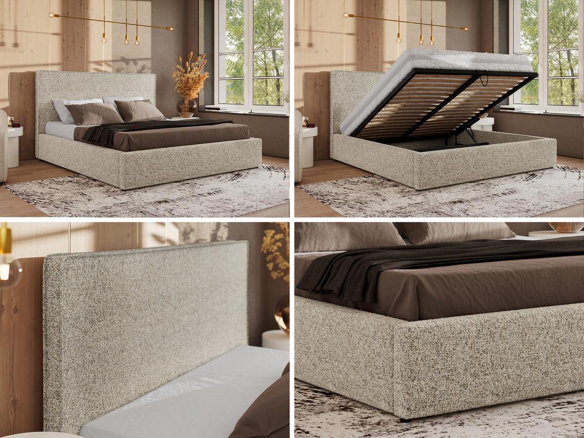 POLSTERBETT CORIVO CLASSIC 180/200 - Beige Strukture - Multipocket-Matratze - Beige, Textil (180/200cm) - MKS