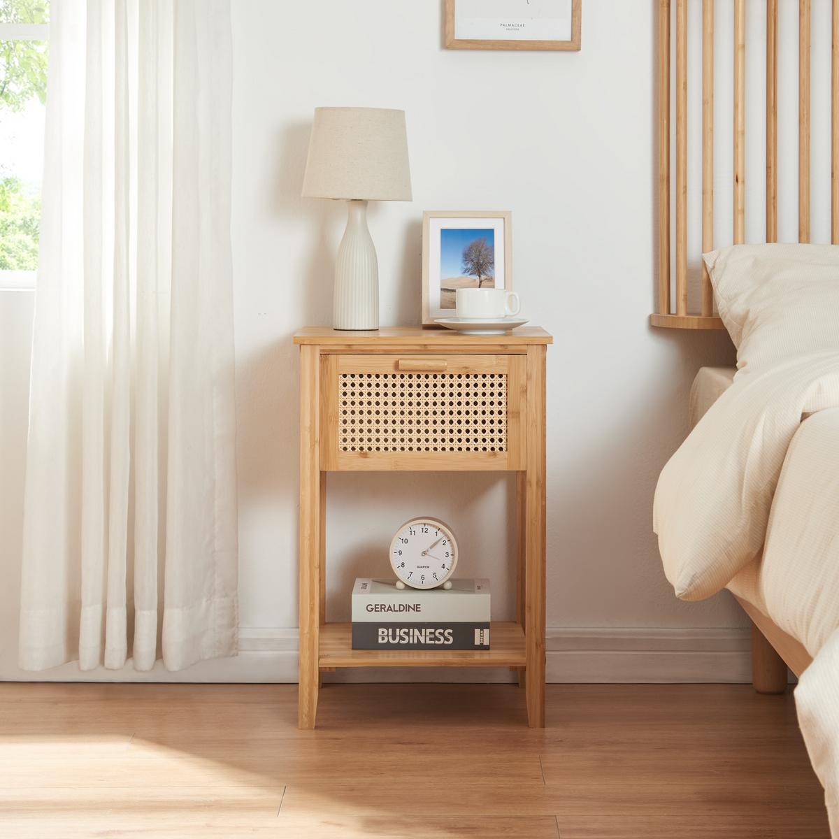NACHTSCHRANK Leirfjord - Naturfarben, Holz (40/60/35cm) - [en.casa]