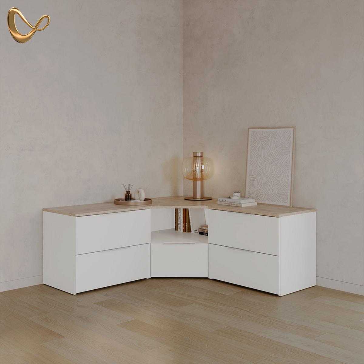 WOHNWAND Piave Weiß 3 Teile - Weiß, Holzwerkstoff (68/50/38.2cm) - Livinity®