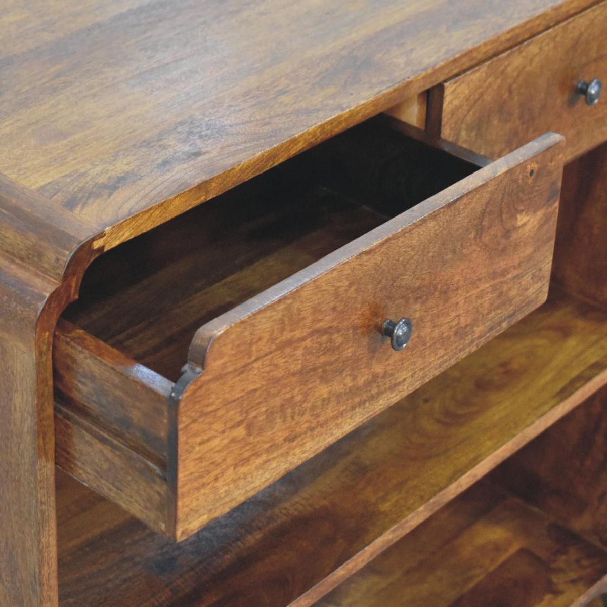KONSOLENTISCH mit Kastanien-Finish, 2 Schubladen, 2 offene Ablagen, braun. - Braun, Holz (35/90/78cm) - Artisan Furniture