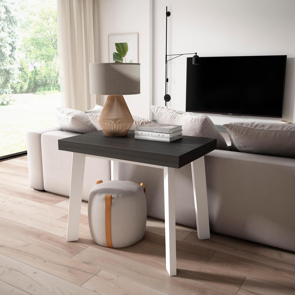 ESSTISCH ausziehbar 58 bis 140cm, für 6 Gäste, schwarz, 58/90/73cm - Schwarz, Holzwerkstoff (90/140/73cm) - Skraut Home