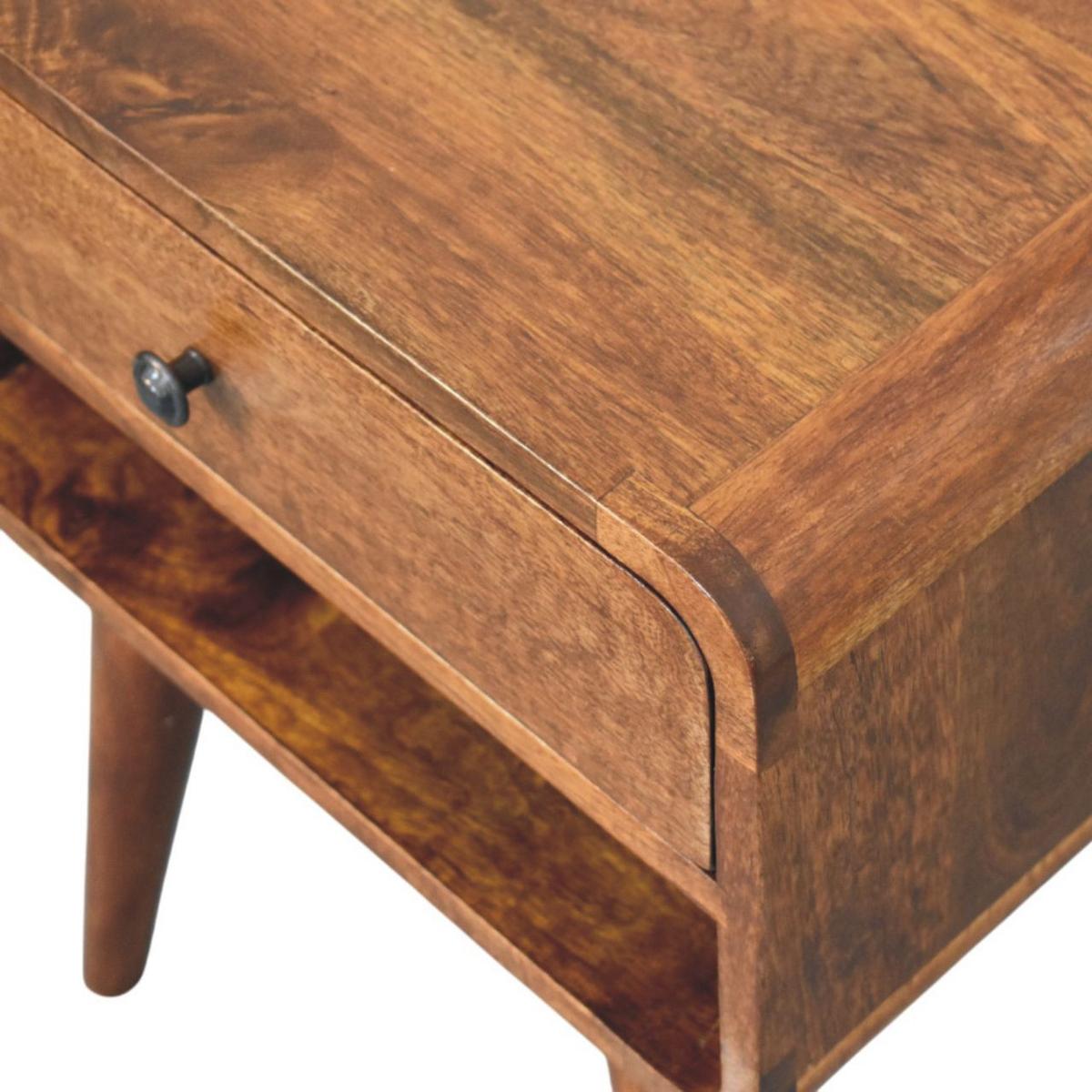 NACHTKASTEN Avora Kastanie, 1 Schublade und Offenes Fach, Dunkelbraun - Dunkelbraun/Messingfarben, Holz/Metall (45/56/35cm) - Artisan Furniture