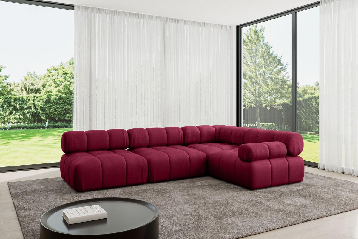 ECKSOFA modulares Sofa Mende-L2 - 285x190x70 cm Bordeauxrot Velours - Bordeaux, Holzwerkstoff/Textil (285/190cm) - ALTDECOR