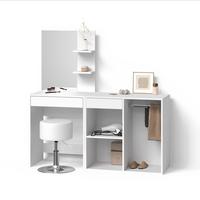 SCHMINKTISCH Nola Weiß 140 cm mit Hocker - Weiß, Holzwerkstoff (140/140/40cm) - Livinity®