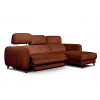 ECKSOFA SVEN 3-Sitzer, 1 Relax XL, verstellbare Kopfstützen, rot - Rot/Schwarz, Holzwerkstoff/Textil (256/163cm) - Wozimo