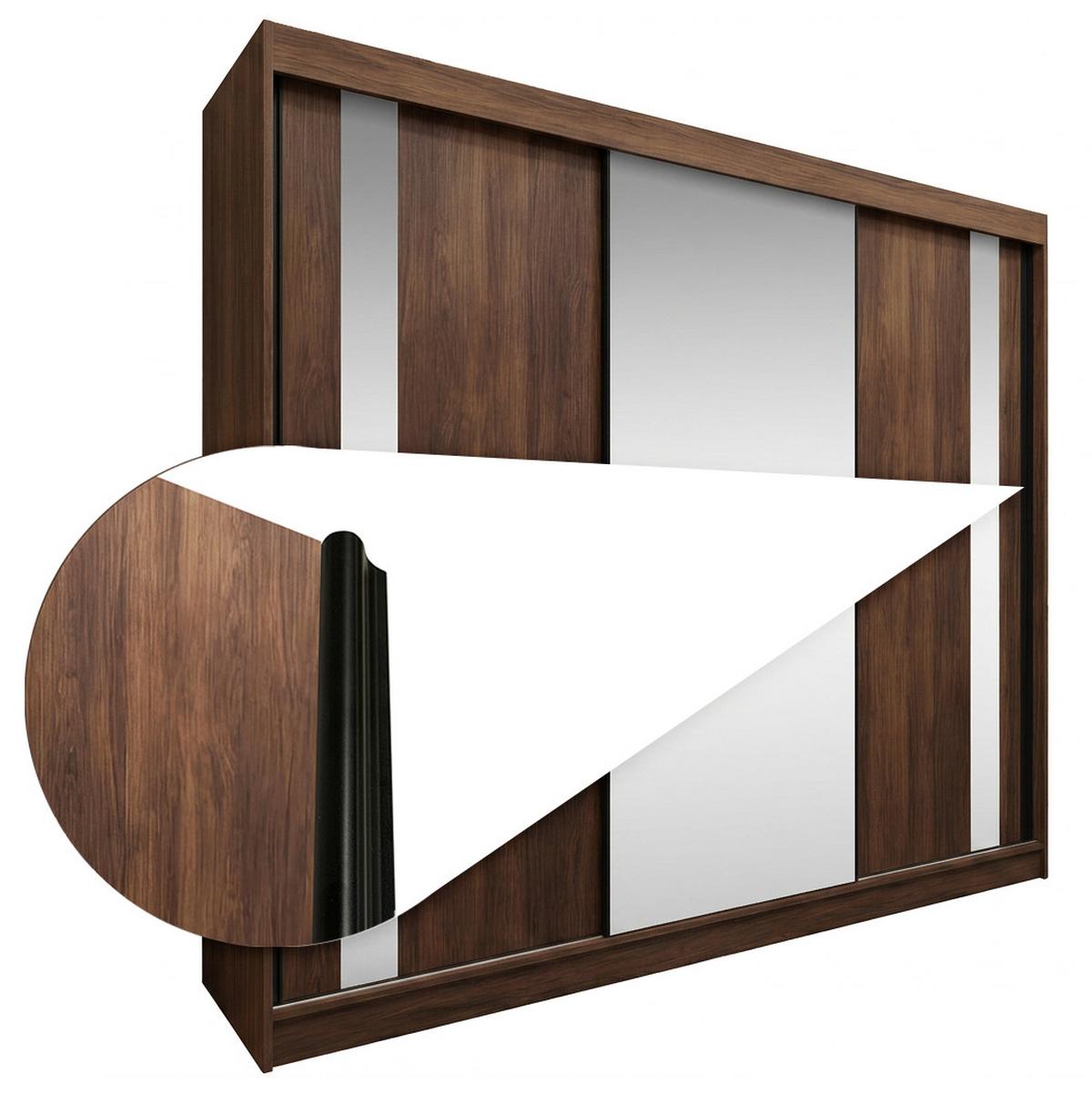 SCHWEBETÜRENSCHRANK Debra II mit Schubladen und Spiegel 240/216/61 Walnuss - Walnussfarben, Holzwerkstoff (240/216/61cm) - Beautysofa