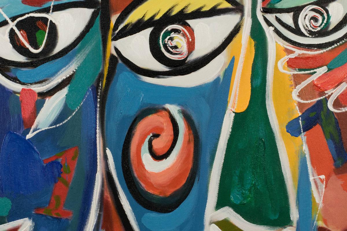 ACRYLBILD HANDGEMALT 60/60 cm - Weiß, Holz/Textil (60/60cm) - KUNSTLOFT