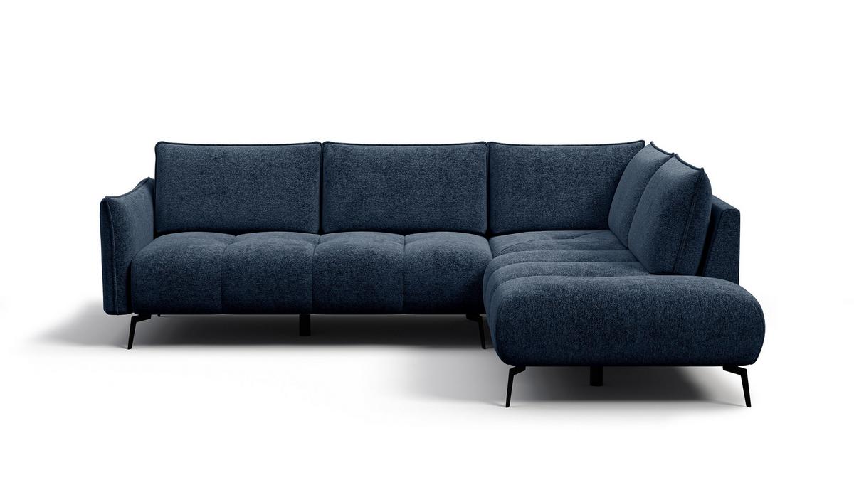 ECKSOFA AERA 5-Sitzer rechts, dunkelblau - Schwarz/Dunkelblau, Holz/Textil (268/206cm) - Wozimo