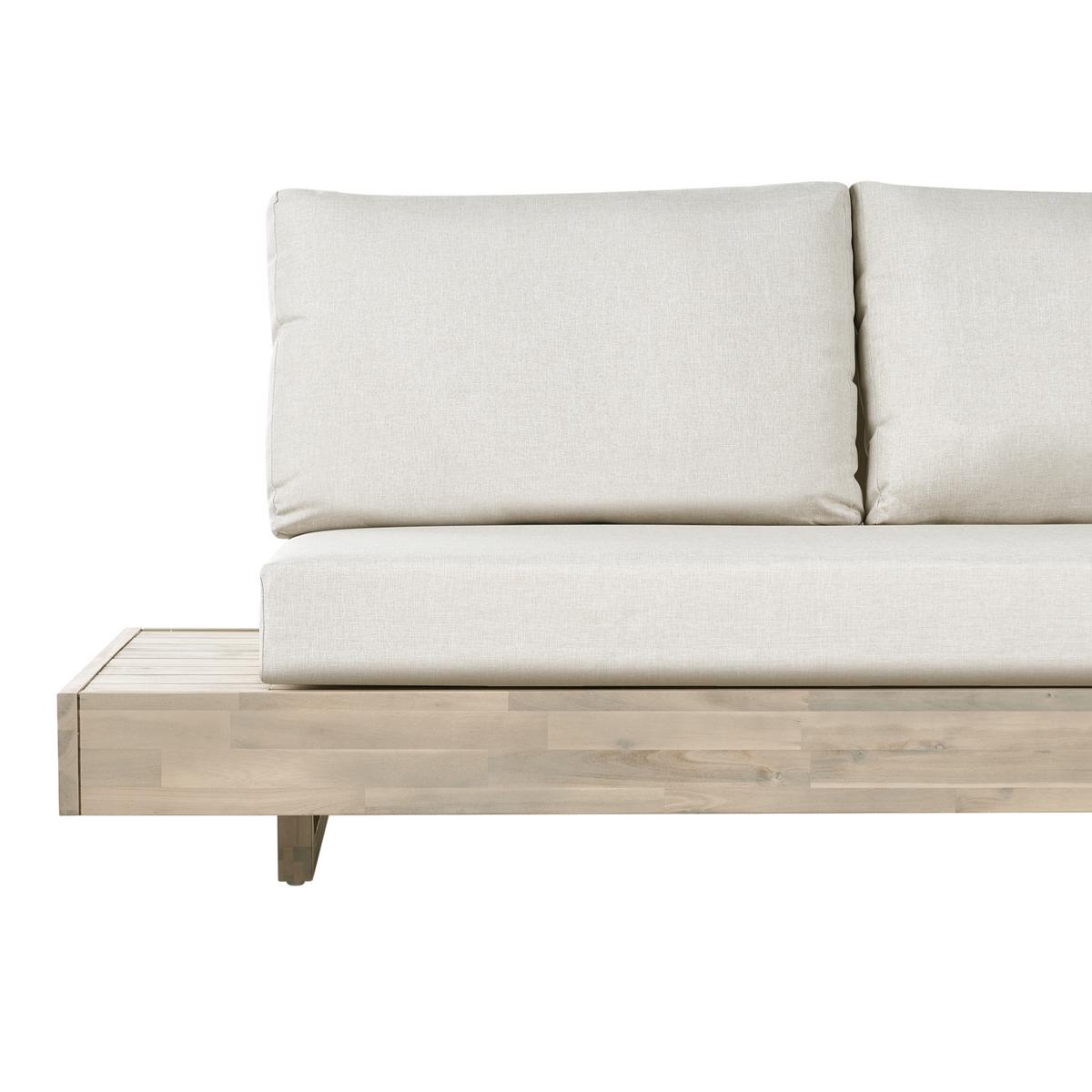 GARTENSOFA 2-Sitzer zertifiziertes Akazienholz Beige Marettimo - Hellbraun/Beige, Holz (167/70/68cm) - Beliani