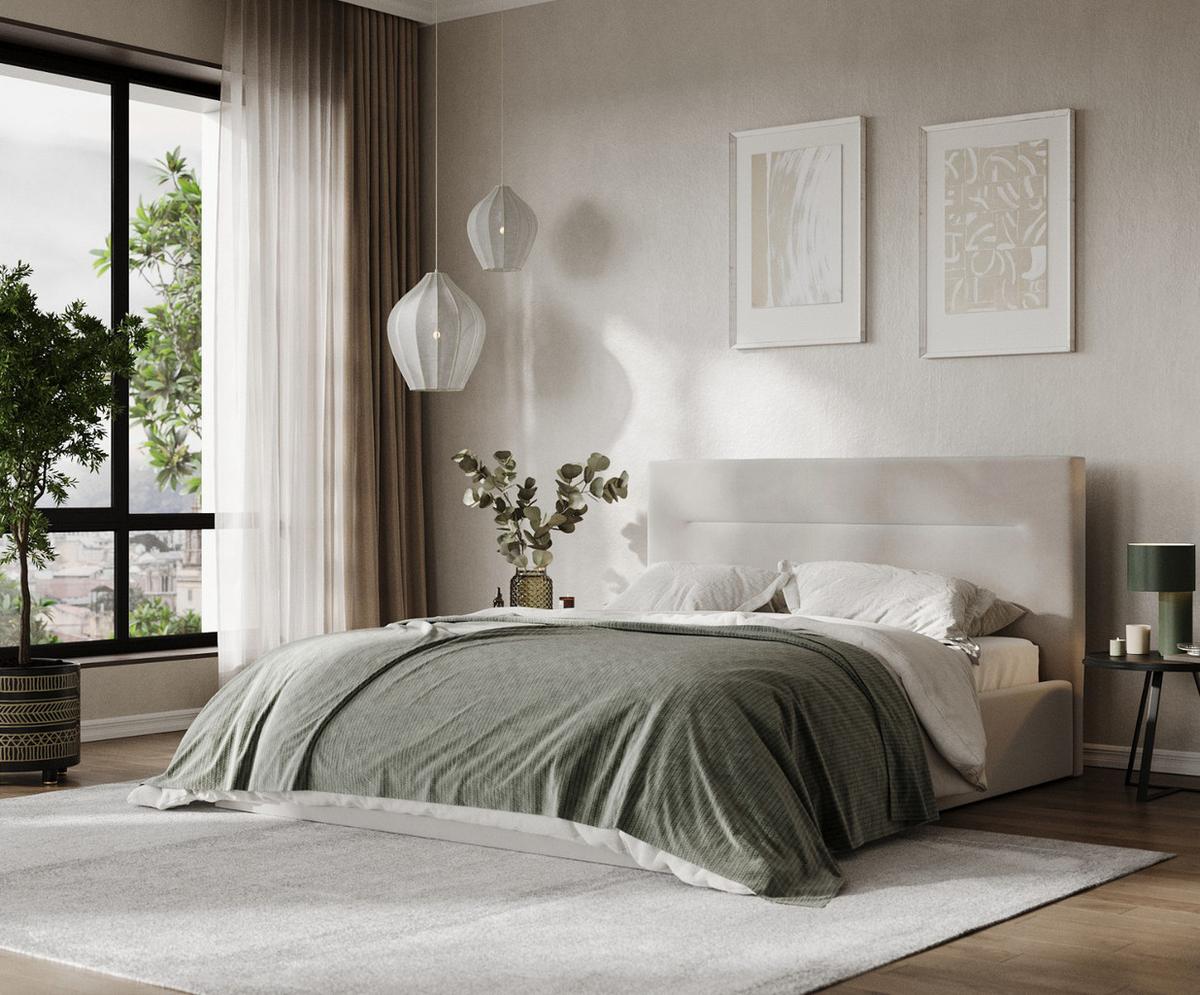 POLSTERBETT Liline 140/200 cm Hellbeige im Paros Stoff - Beige/Schwarz, Holz/Holzwerkstoff (140/200cm) - AltaBeds